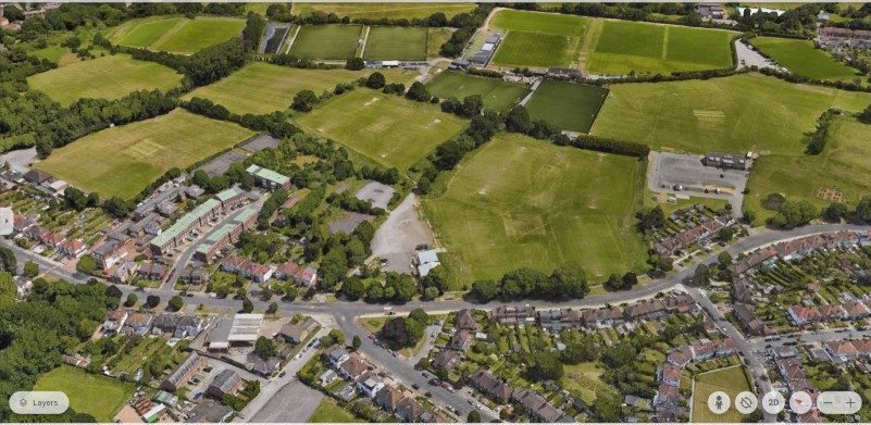 Aerial view of Footscray Sports Ground in Eltham, now home to the GB10 community sports hub