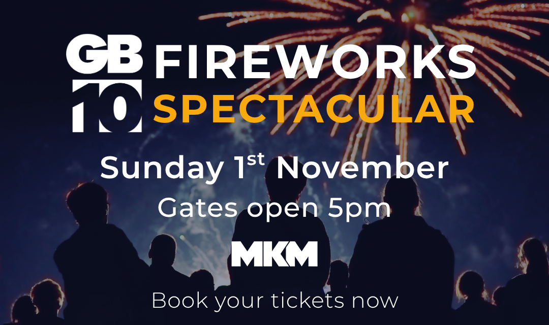 GB10 Fireworks Spectacular banner featuring date and time of event