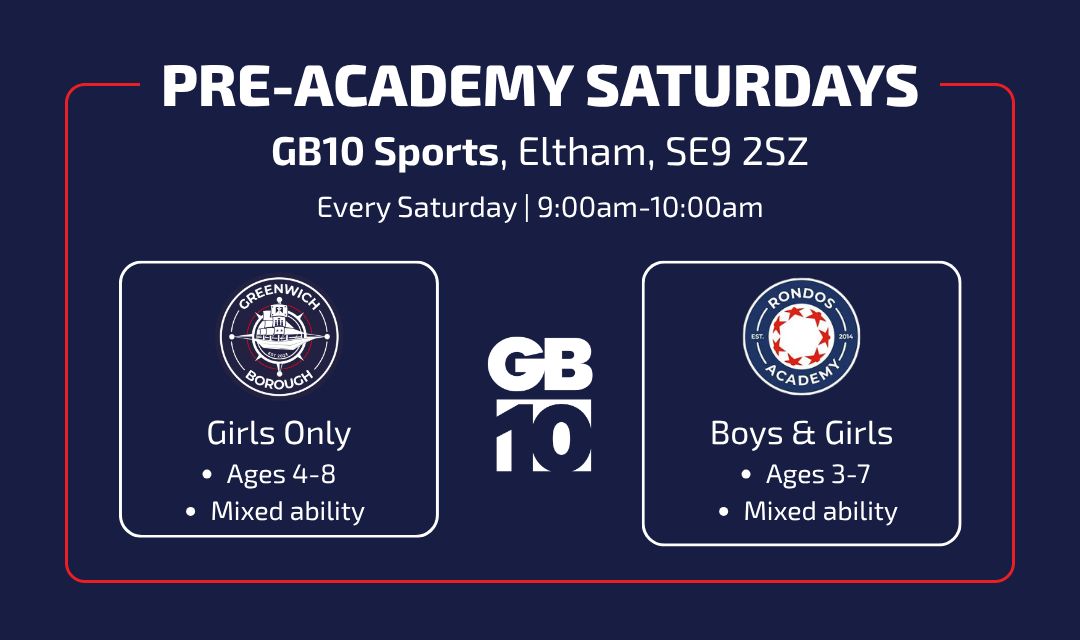Graphic with details of the Pre-Academy at GB10 Sports