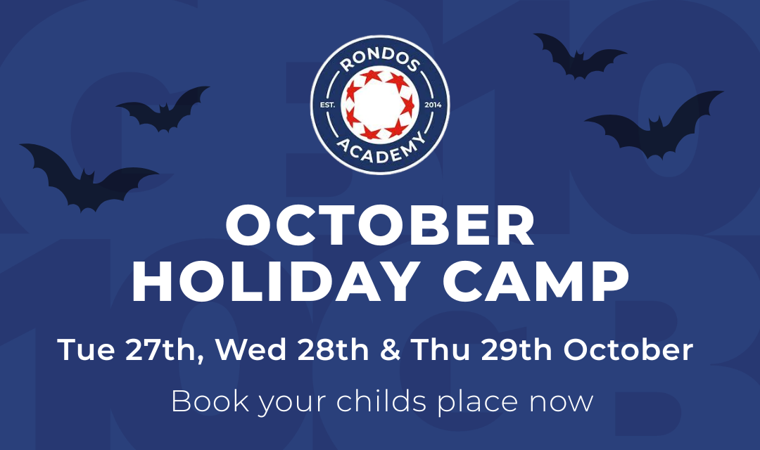 GB10 October Half Term Holiday Camp graphic featuring the camp dates and football-themed branding.